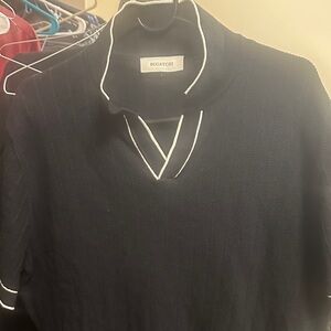 Bugatchi Black Top with White Accents